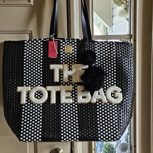 Simply Southern Black and White Tote with Gold Accents - Brand New 23 X 17